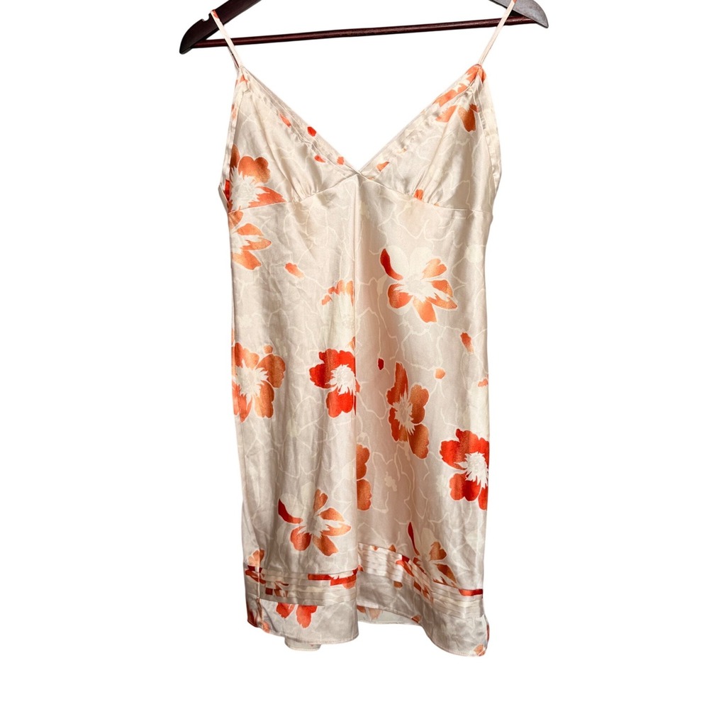 Victoria's Secret 2009 Satin Floral Slip Dress Chemise Nightgown M NWOT